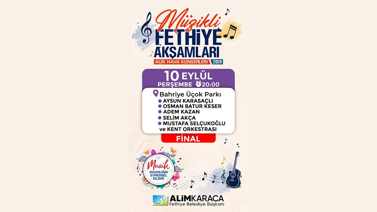 Müzikli Fethiye Akşamları’nda Muhteşem Final: Açık Hava Konseri Bahriye Üçok Parkı’nda! 🎶🌙