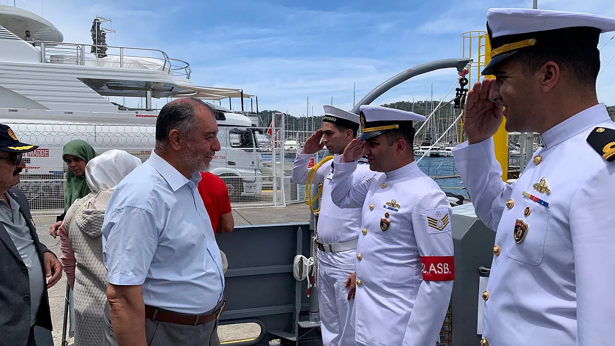 Fethiye'de protokol ve şehit aileleri TCG Köyceğiz'de
