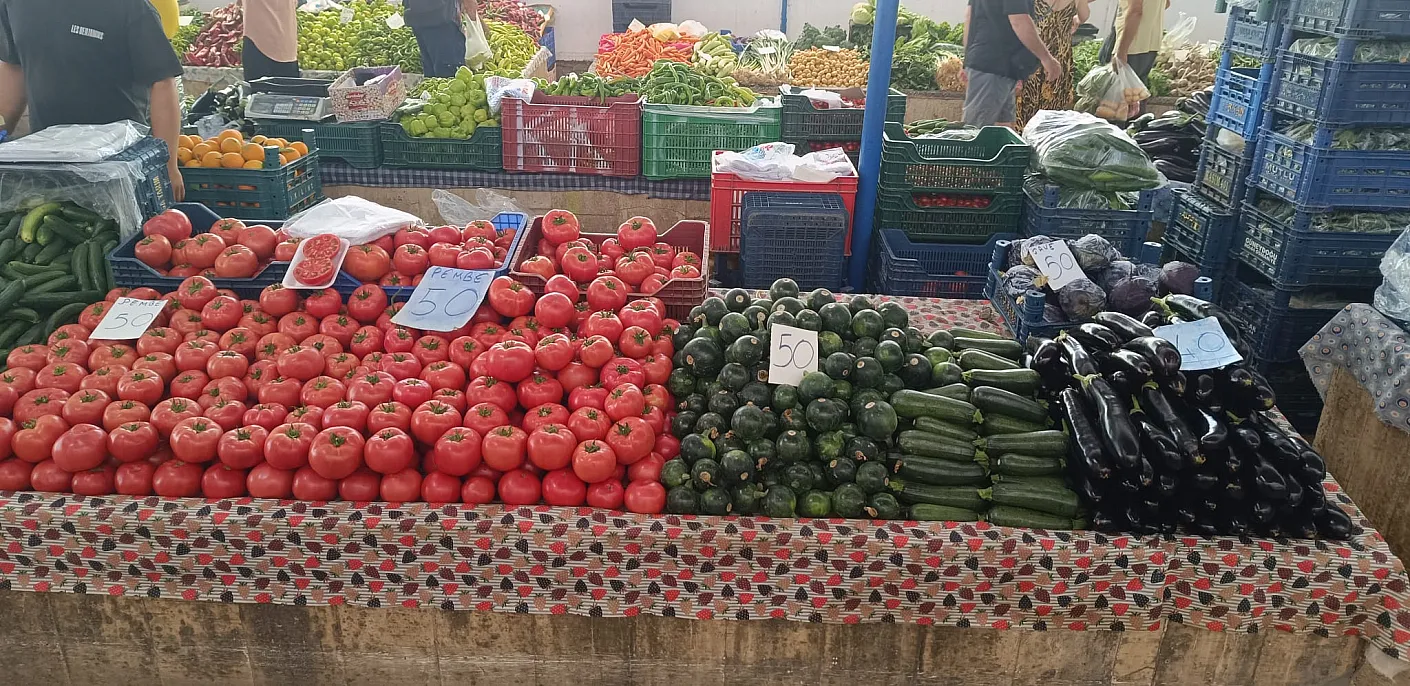 Colorful stalls decorate summer tables at Fethiye Tuesday Market