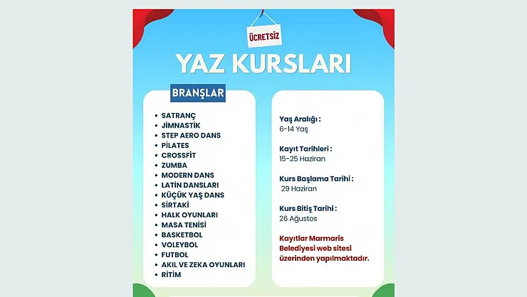 Marmaris Belediyesi’nden çocuklar için 17 branşta ücretsiz yaz kursu