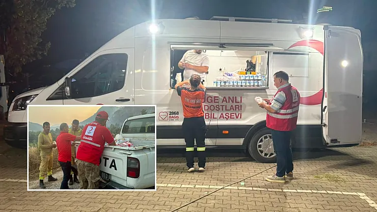 Türk Kızılay Fethiye Şubesi’nden yangınla mücadele eden ekiplere destek