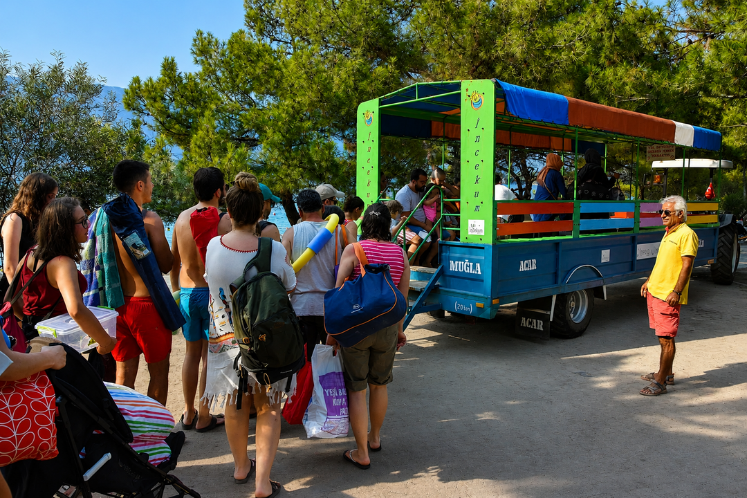 Thousands of Tourists Go to the Sea by Tractor in Marmaris!