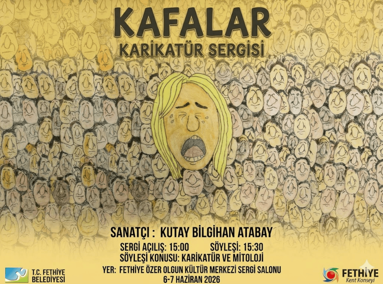 Engelli karikatürist Kutay Bilgihan Atabay’ın “Kafalar” sergisi Fethiye’de açılıyor