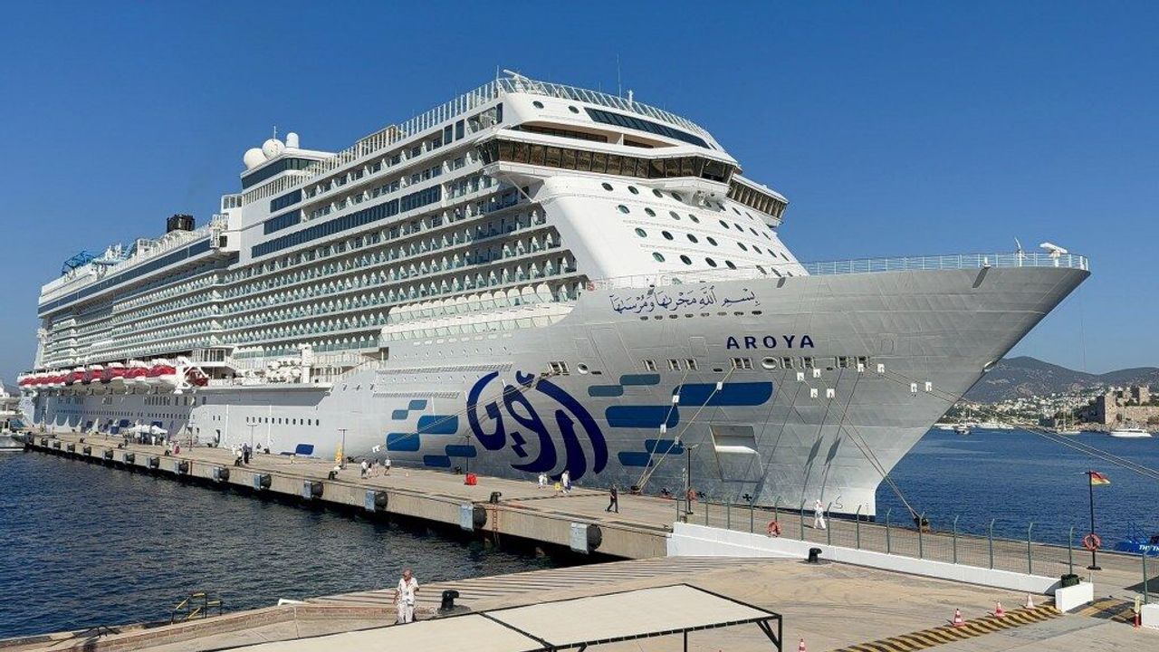 Giant cruise ship docked at Bodrum