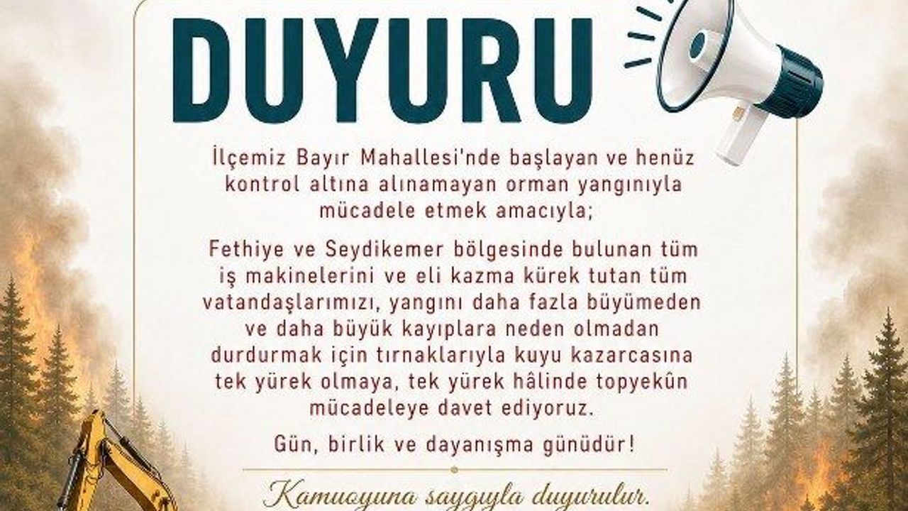 Urgent call from Seydikemer District Governorship and Municipality